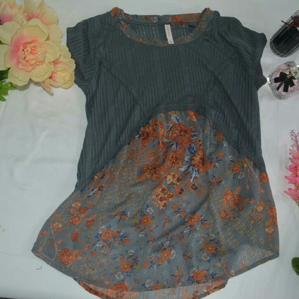 Empire waist floral chiffon tunic